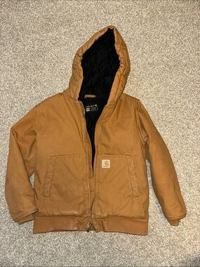 Carhartt Tan Hooded Quilted-Lined youth Jacket